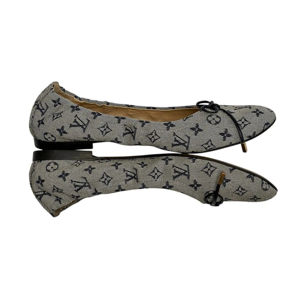Louis Vuitton Mini Lin Debbie Ballet Bow Flats Navy Canvas EU 36.5 Monogram - Picture 6 of 10